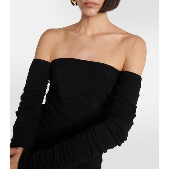Altuzarra Trikera Off-Shoulder Jersey Maxi Dress sheer long sleeve black size XS - Picture 7 of 16